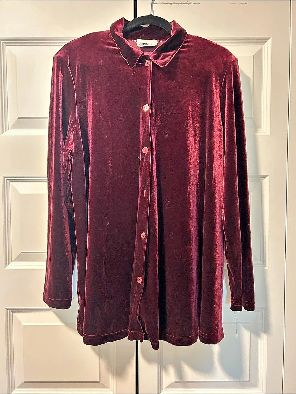 duedate Burgundy Velvet Button Down Shirt